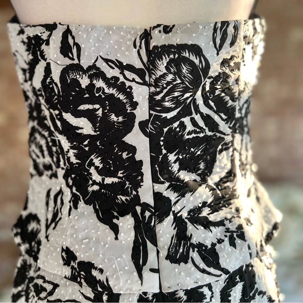 Lillie Rubin Vintage Beaded Strapless White Black Floral Evening Dress 10 Glam - Picture 12 of 16